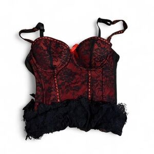 Y2K Lace Bustier in Red and Black